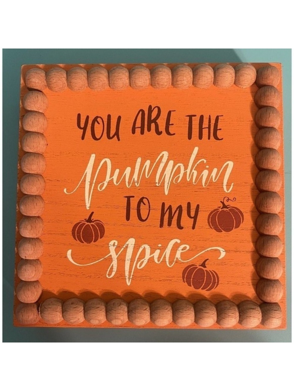 Decorative Orange Wooden Sign with Pumpkin Spice Quote